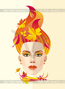 Image on theme seasons Autumn girl - vector clip art