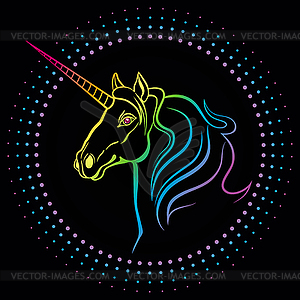 A vivid image of an abstract head of a unicorn - vector image