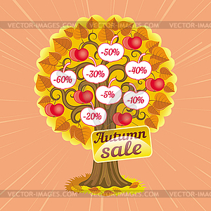 Autumn sales tree - royalty-free vector clipart