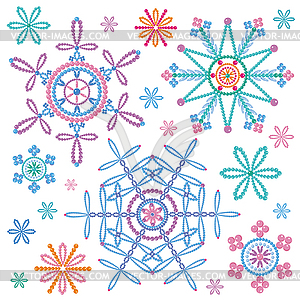 Seamless pattern with colorful snowflakes - stock vector clipart