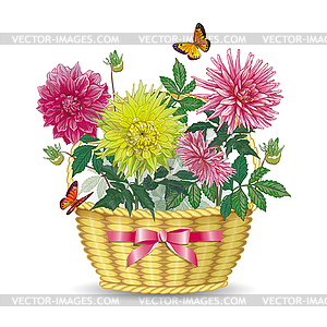 Bouquet of bright dahlias - vector clip art