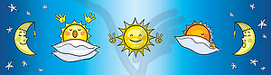 Sun and moon - vector clip art