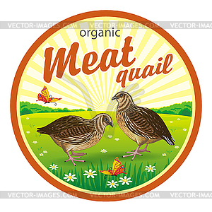 Round label for quail meat - vector image