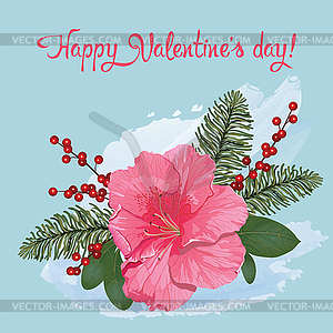 Greeting card for Valentine`s day with beautiful - vector clipart