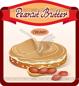 Label on peanut butter with picture of sandwich - vector clipart / vector image