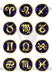 Набор знаков Золотого Зодиака - векторный эскиз
