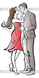 Drawing of couple in love - vector clipart