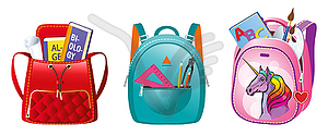 Set of images of school bags - vector clip art