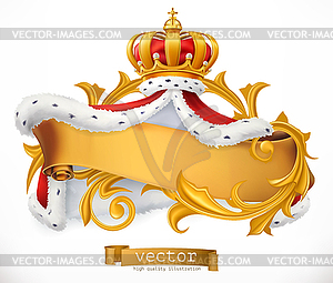 Krone Und Mantel Des Konigs 3d Symbol Royalty Free Vektor Clipart