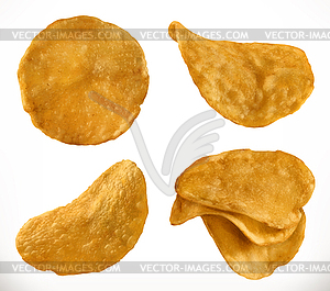Potato chips, 3d realistic icon set - vector clipart