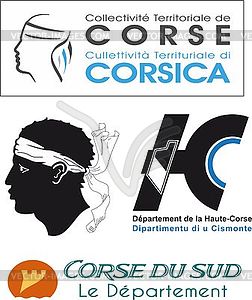 Territorial collectivity Corsica and departments logos - vector clip art