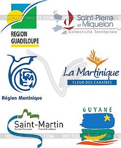 French overseas collectivity logos in America - vector image