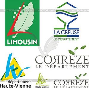 Регион Лимузен, Коррез, Крез, Верхняя Вьенна логотипы - клипарт в векторном виде