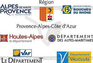 Region Provence-Alpes-Côte d'Azur (PACA) logos - vector clip art