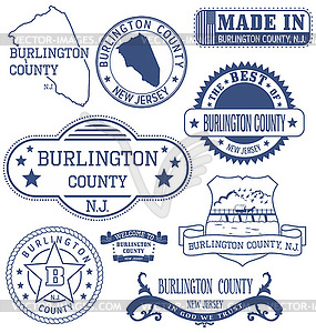 Burlington county, NJ, generic stamps and signs - vector clipart