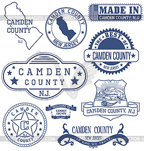 Camden county, NJ, generic stamps and signs - vector image