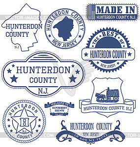 Hunterdon county, NJ, generic stamps and signs - vector image