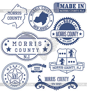 Morris county, NJ, generic stamps and signs - vector clip art