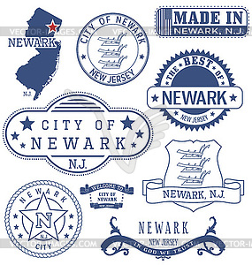 Newark city, NJ, generic stamps and signs - vector clipart