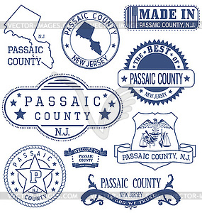 Пассейик, штат Нью-Джерси, печати и знаки - рисунок в векторе