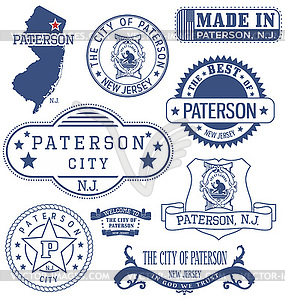 Paterson city, NJ, generic stamps and signs - vector image