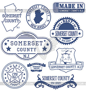 Somerset county, NJ, generic stamps and signs - vector image