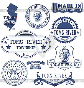 Toms River township, NJ, generic stamps and signs - vector image