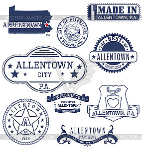 Allentown city, PA, generic stamps and signs - vector image