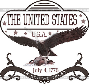 July 4th U.S. Independence Day Template with Eagle - vector image