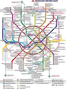 Moscow metro map (in English) - vector image