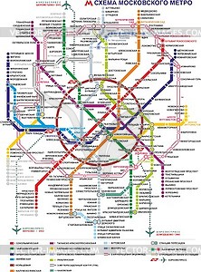 Moscow metro map (2017, in Russian) - vector clipart