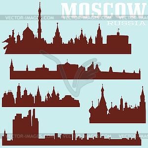 Set of Moscow skylines - vector clipart