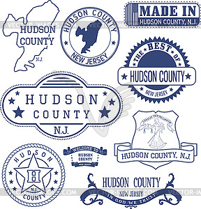 Hudson county, NJ, generic stamps and signs - color vector clipart