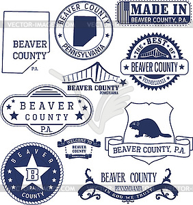 Beaver county, PA, generic stamps and signs - vector image