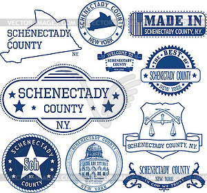 Generic stamps and signs of Schenectady county, NY - vector image
