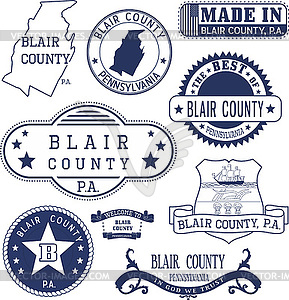 Generic stamps and signs of Blair county, PA - vector clip art