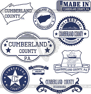 Generic stamps and signs of Cumberland county, PA - vector clipart