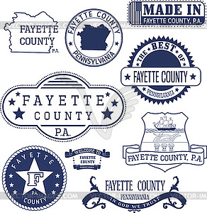 Generic stamps and signs of Fayette county, PA - vector clipart