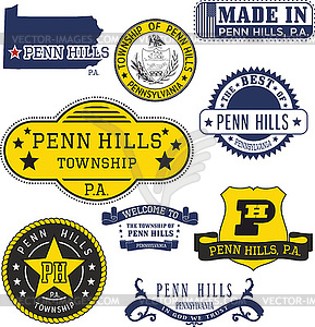 Generic stamps and signs of Penn Hills townhip, PA - vector clip art