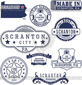 Generic stamps and signs of Scranton city, PA - stock vector clipart