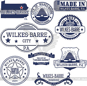 Generic stamps and signs of Wilkes-Barre city, PA - vector clipart