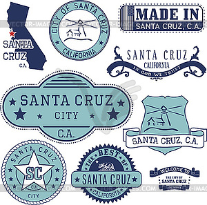 Город Санта-Крус, штат Калифорния Марки и знаки - векторный дизайн