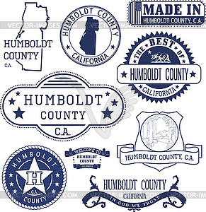 Humboldt county, CA. Set of stamps and signs - vector image