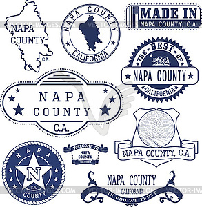 Napa county, CA. Set of stamps and signs - vector clipart