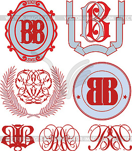 Set of BB monograms and emblem templates - vector clipart