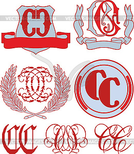 Set of CC monograms and emblem templates - vector clip art