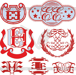 Set of EE monograms and emblem templates - vector image