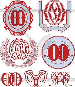 Set of OO monograms and emblem templates - vector clip art