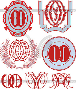 Набор монограмм OO и эмблем - клипарт в векторном формате