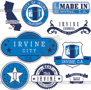 Generic stamps and signs of Irvine, CA - vector clip art